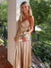 Beautiful Golden A-Line Spaghetti Straps&nbsp; Popular Maxi Long Evening Gowns, Formal, Birthday Party, FM421