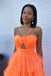 Popular Orange A-Line Spaghetti Straps Ruffle Maxi Long Party Prom Dresses,Evening Gowns,FM69