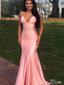 Popular Pink Mermaid Spaghetti Strap Backless Criss-Cross Long Dress with Trailing,Evening Gowns, Formal Evening Gowns, FM380