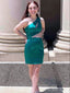 Unique Green One Shoulder Sleeveless Popular Short Homecoming Prom Dress, CPH171