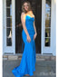 Simple Blue Mermaid Spaghetti Straps Sweetheart Sleeveless Maxi Long Party Prom Dresses, Evening Gowns, FM372