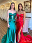 Unique Mermaid Strapless Side Slit With Trailing Maxi Long Party Prom Dresses,Evening Gowns,FM73