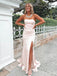 Popular White Mermaid Strapless Side Slit Lace Up Maxi Long Party Prom Dresses,Evening Gowns,FM75