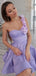 Gorgeous Purple Strapless Sleeveless Sleeveless Flower Applique Popular Short Homecoming Prom Dress, CPH278