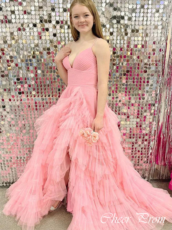 Elegant Pink A-Line Sweetheart&nbsp; Side Slit Popular Maxi Long Party Prom Dresses,Evening Dress Online, FM521