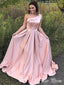 Elegant Pink A-Line One Shoulder Popular Maxi Long Party Prom Dresses,Evening Dress Online, FM522