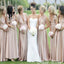 Sexy Pink V-Neck A-Line Side Slit Square Dresses for Maid of Honor, Bridesmaid Dresses, CP382