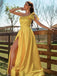 Elegant Yellow A-Line One Shoulder Side Slit&nbsp;Popular Maxi Long Party Prom Dresses,Evening Dress Online, FM524