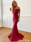 Sexy Red Off-Shoulder Mermaid Popular Maxi Long Party Prom Dresses,Evening Dress Online, FM529