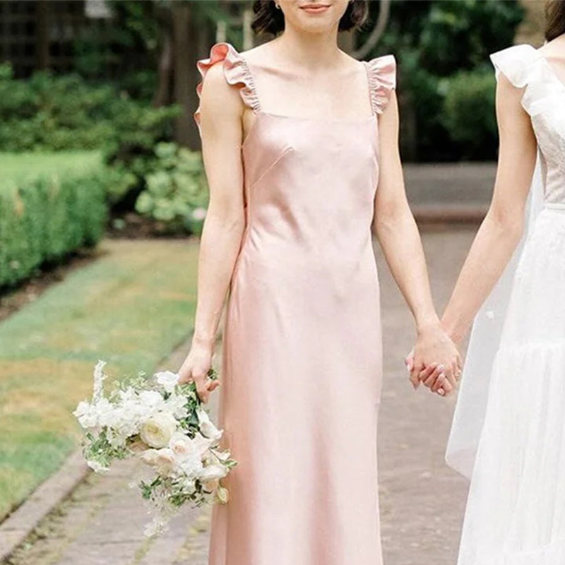 Elegant Pink Square A-Line Dresses for Maid of Honor, Bridesmaid Dresses, CP383