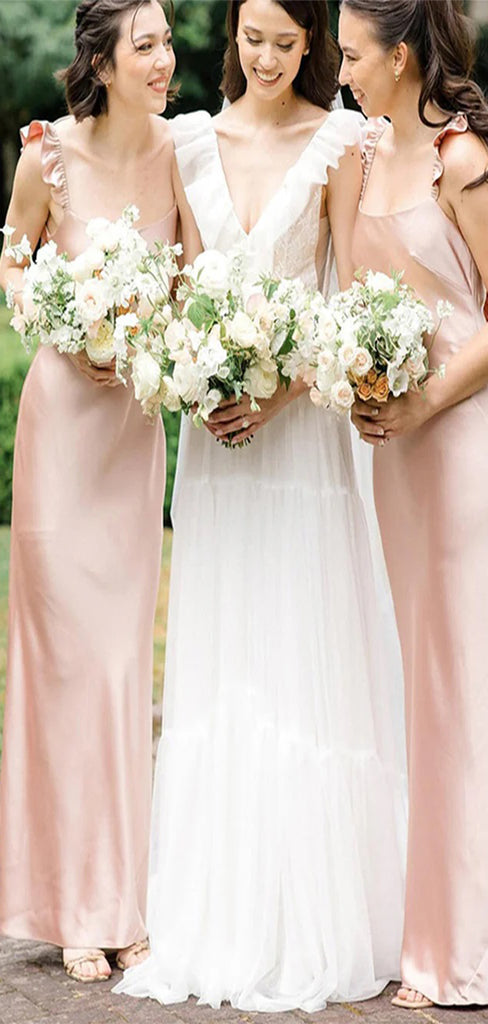 Elegant Pink Square A-Line Dresses for Maid of Honor, Bridesmaid Dresses, CP383