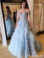 Elegant Baby Blue A-Line Off Shoulder Popular Maxi Long Party Prom Dresses,Evening Dress Online, FM526