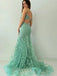 Sexy Green Spaghetti Strap Mermaid Lace&nbsp;Popular Maxi Long Party Prom Dresses,Evening Dress Online, FM530