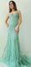 Sexy Green Spaghetti Strap Mermaid Lace&nbsp;Popular Maxi Long Party Prom Dresses,Evening Dress Online, FM530