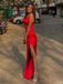 Gorgeous Red Spaghetti Strap Cowl Mermaid Side Slit&nbsp;Popular Maxi Long Party Prom Dresses,Evening Dress Online, FM533