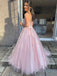 Sexy Pink A-Line Strapless Lace Up Applique Long Party Formal Prom Dresses,Evening Gowns,FM85