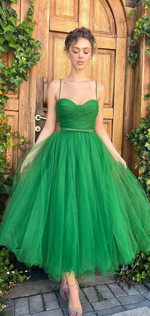 Elegant Green Spaghetti Strap A-line&nbsp;Popular Maxi Long Party Prom Dresses,Evening Dress Online, FM536