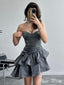 Sexy Gray Sweetheart Ball Gown Strapless Sleeveless Popular Short Homecoming Prom Dress, CPH286