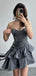 Sexy Gray Sweetheart Ball Gown Strapless Sleeveless Popular Short Homecoming Prom Dress, CPH286