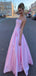 Gorgeous Pink A-Line Spaghetti Straps Appliques Beading Long Party Prom Dresses,Evening Gowns,FM87