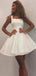 Elegant White Square Ball Gown Strapless Sleeveless Popular Short Homecoming Prom Dress, CPH288