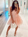 Cute Pink V-Neck Ball Gown Strapless Sleeveless Popular Short Homecoming Prom Dress, CPH287