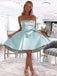 Elegant Baby Blue Strapless Ball Gown Strapless Sleeveless Popular Short Homecoming Prom Dress, CPH290