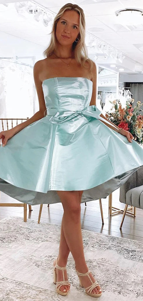 Elegant Baby Blue Strapless Ball Gown Strapless Sleeveless Popular Short Homecoming Prom Dress, CPH290