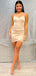 Elegant White Spaghetti Strap Tight Strapless Sleeveless Popular Short Homecoming Prom Dress, CPH289