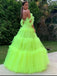 Elegant Lime Green Off Shoulder A-Line&nbsp;Popular Maxi Long Party Prom Dresses,Evening Dress Online, FM548