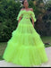 Elegant Lime Green Off Shoulder A-Line&nbsp;Popular Maxi Long Party Prom Dresses,Evening Dress Online, FM548