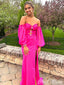 Elegant Pink Off Shoulder Mermaid Side Slit Popular Maxi Long Party Prom Dresses,Evening Dress Online, FM547