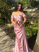 Elegant Pink Off Shoulder Mermaid Side Slit Popular Maxi Long Party Prom Dresses,Evening Dress Online, FM553