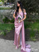 Elegant Pink Off Shoulder Mermaid Side Slit Popular Maxi Long Party Prom Dresses,Evening Dress Online, FM553