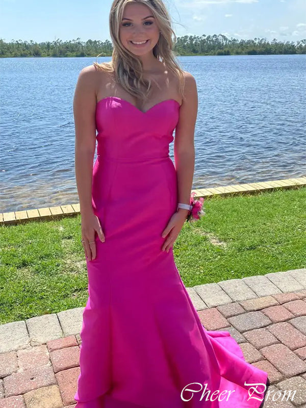 Elegant Pink Sweetheart Mermaid Popular Maxi Long Party Prom Dresses,Evening Dress Online, FM544