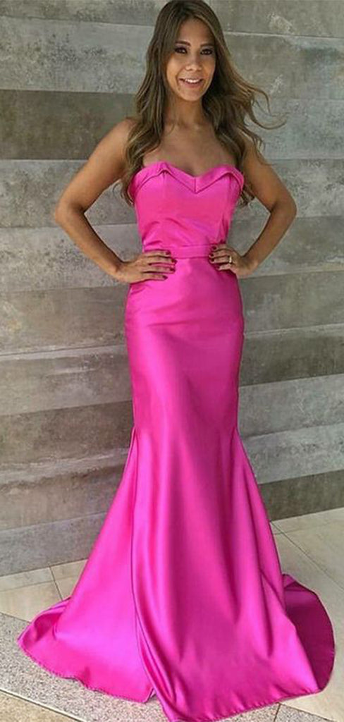 Elegant Pink Strapless Mermaid Popular Maxi Long Party Prom Dresses,Evening Dress Online, FM550