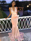 Elegant Pink V-Neck Mermaid Popular Maxi Long Party Prom Dresses,Evening Dress Online, FM552