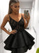 Elegant Black Spaghetti Strap Ball Gown Strapless Sleeveless Popular Short Homecoming Prom Dress, CPH292