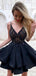 Elegant Black Spaghetti Strap Ball Gown Strapless Sleeveless Popular Short Homecoming Prom Dress, CPH292