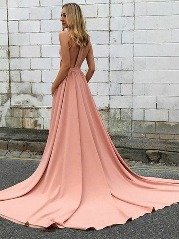 Elegant Pink Halter A-Line Popular Maxi Long Party Prom Dresses,Evening Dress Online, FM556