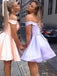 Elegant Purple Off Shoulder Ball Gown Strapless Sleeveless Popular Short Homecoming Prom Dress, CPH294