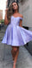 Elegant Purple Off Shoulder Ball Gown Strapless Sleeveless Popular Short Homecoming Prom Dress, CPH294