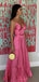 Elegant Pink Spaghetti Strap A-Line Popular Maxi Long Party Prom Dresses,Evening Dress Online, FM555