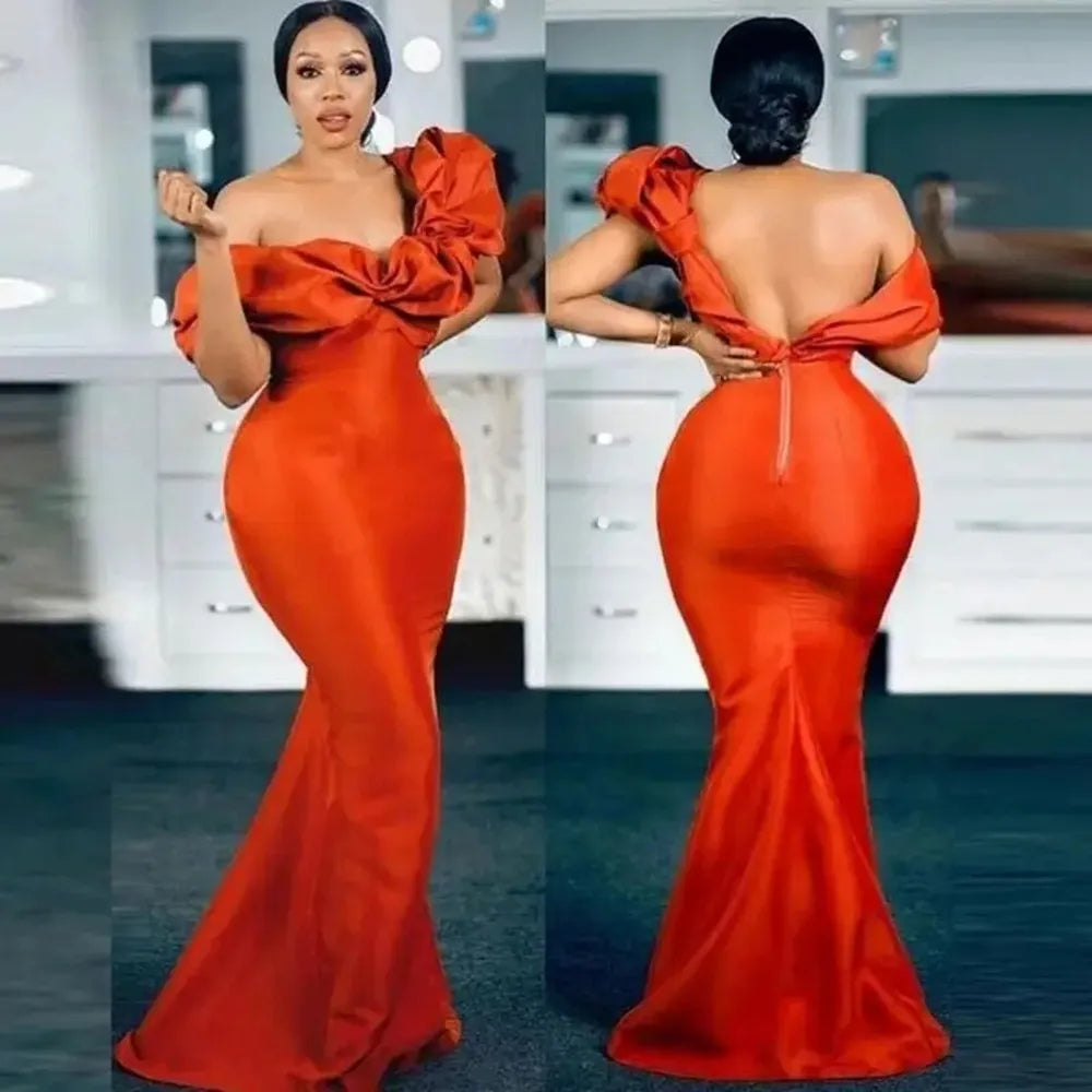 Sexy Orange Mermaid Bubble Maxi Long Party Prom Dresses,Evening Gowns,FM92