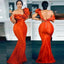 Sexy Orange Mermaid Bubble Maxi Long Party Prom Dresses,Evening Gowns,FM92