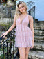 Elegant Pink V-Neck Ball Gown Strapless Sleeveless Popular Short Homecoming Prom Dress, CPH293