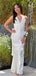 Sexy White V-Neck Mermaid Popular Maxi Long Party Prom Dresses,Evening Dress Online, FM560