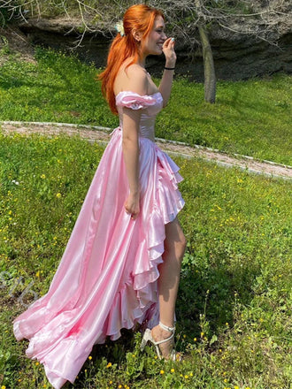 Cute Pink Off Shoulder Mermaid Side Slit&nbsp;Popular Maxi Long Party Prom Dresses,Evening Dress Online, FM554