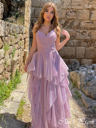 Elegant Purple Spaghetti Strap A-Line&nbsp;Popular Maxi Long Party Prom Dresses,Evening Dress Online, FM563