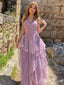 Elegant Purple Spaghetti Strap A-Line Popular Maxi Long Party Prom Dresses,Evening Dress Online, FM563